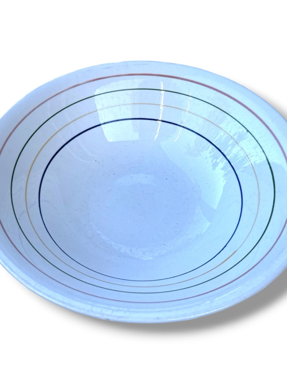 Sunnycraft Rainbow Bowl Stripe White Genuine Ironstone Hand Painted Oven Proof - Picture 7 of 10
